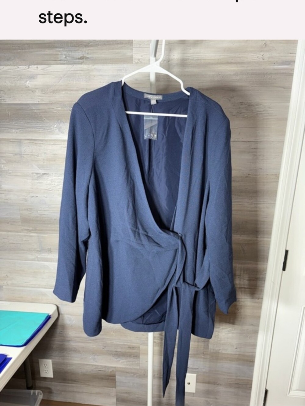 Jessica London Deep Navy Wrap Tie Blouse. - Picture 2 of 9